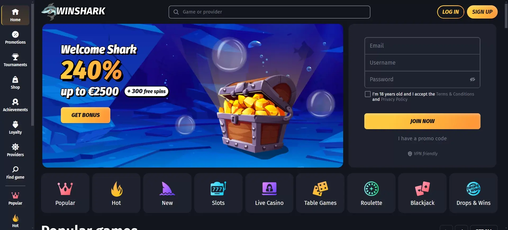 Winshark – bestes Online Casino ohne OASIS im Gesamttest